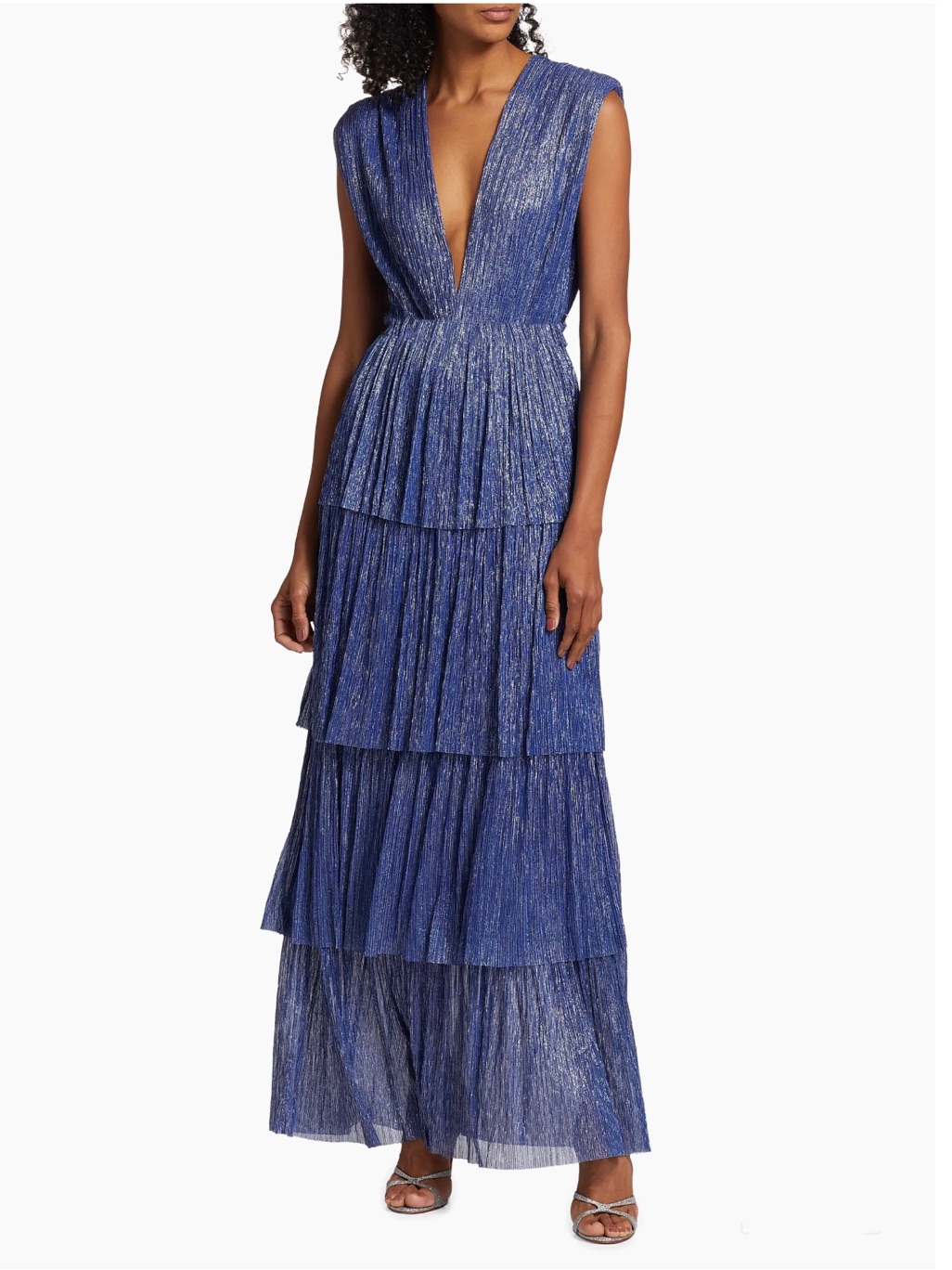 Sabina Musyev Skylar Tiered Metallic Gown Size M